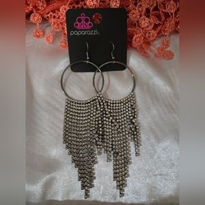 Paparazzi Dazzling Silver Fringe Earrings